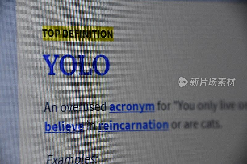 YOLO,意思字典. .生命只有一次